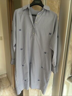 Blue Stripe Popover Longline Shirt